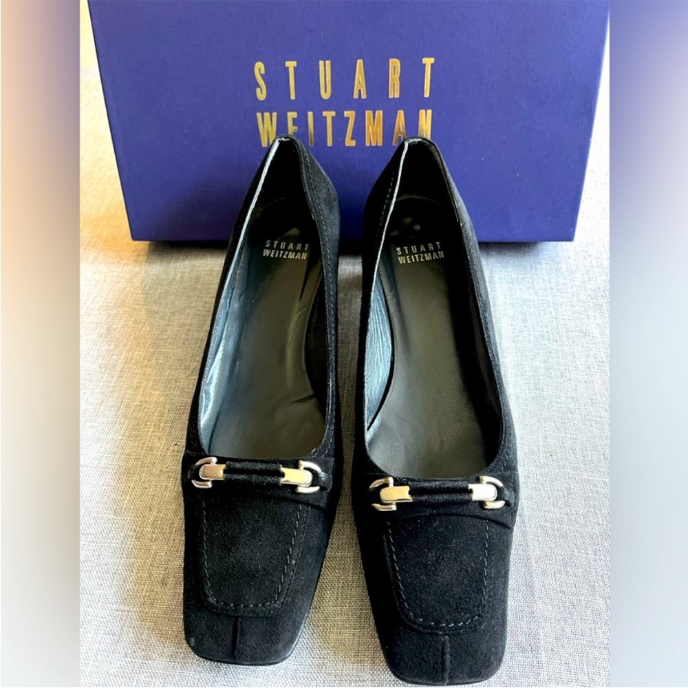 Stuart Weitzmam Black Suede Loafer